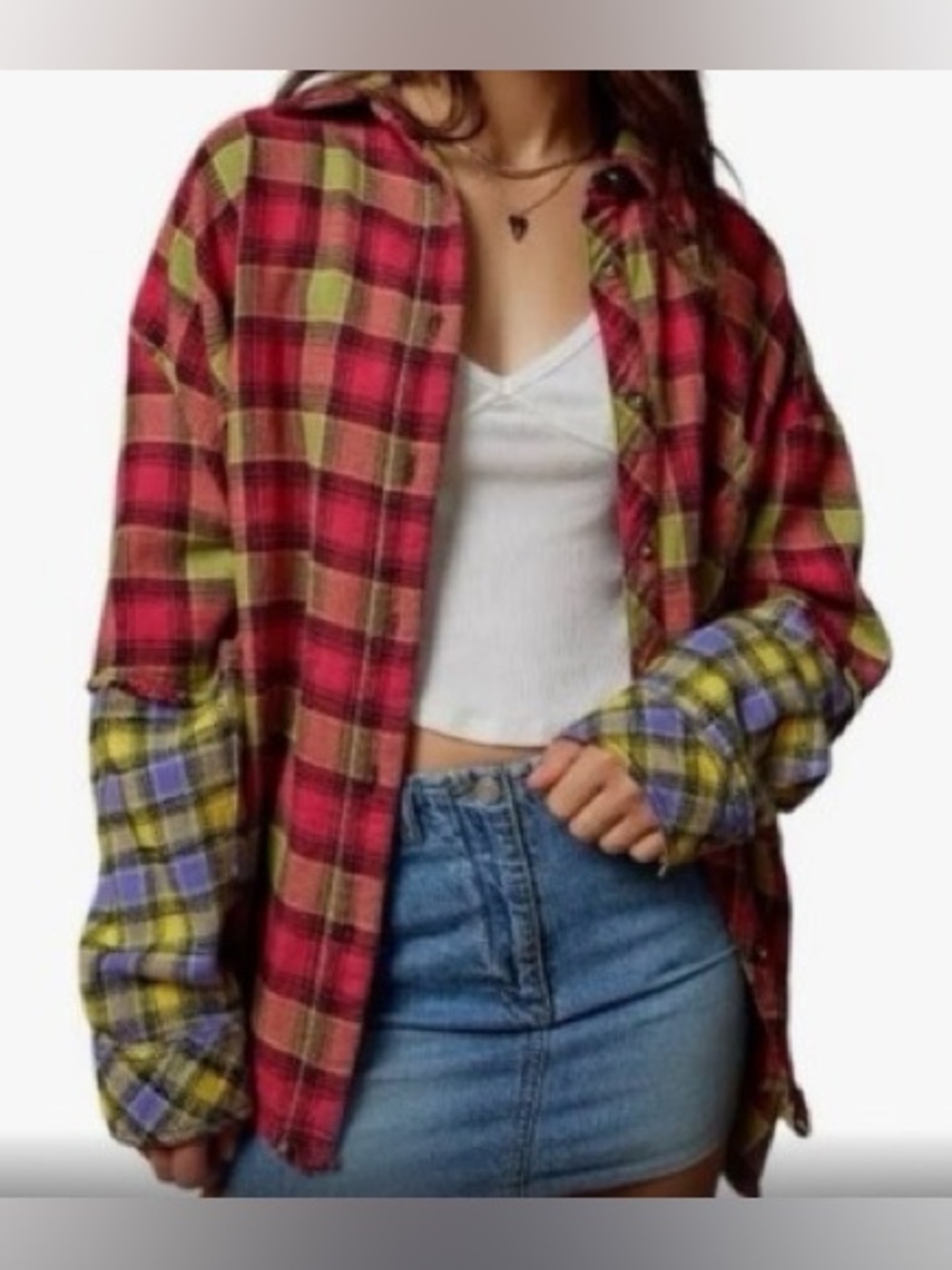 BDG Urban Outfitters Spliced Flannel Button-Down Shirt